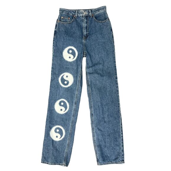 Pacsun Jeans Womens 26 Denim Yin Yang 90s Boyfriend Straight High Rise Cotton - Picture 1 of 16
